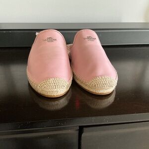 NWT COACH Pink Leather Espadrille Mules / Slides